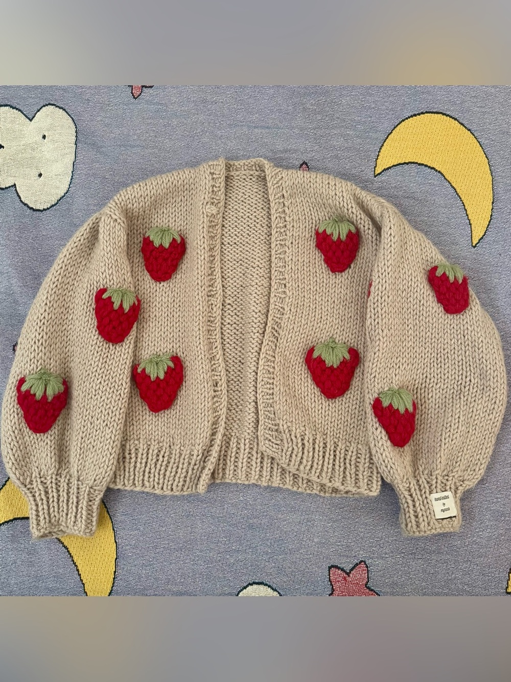 chunky knit strawberry cardigan